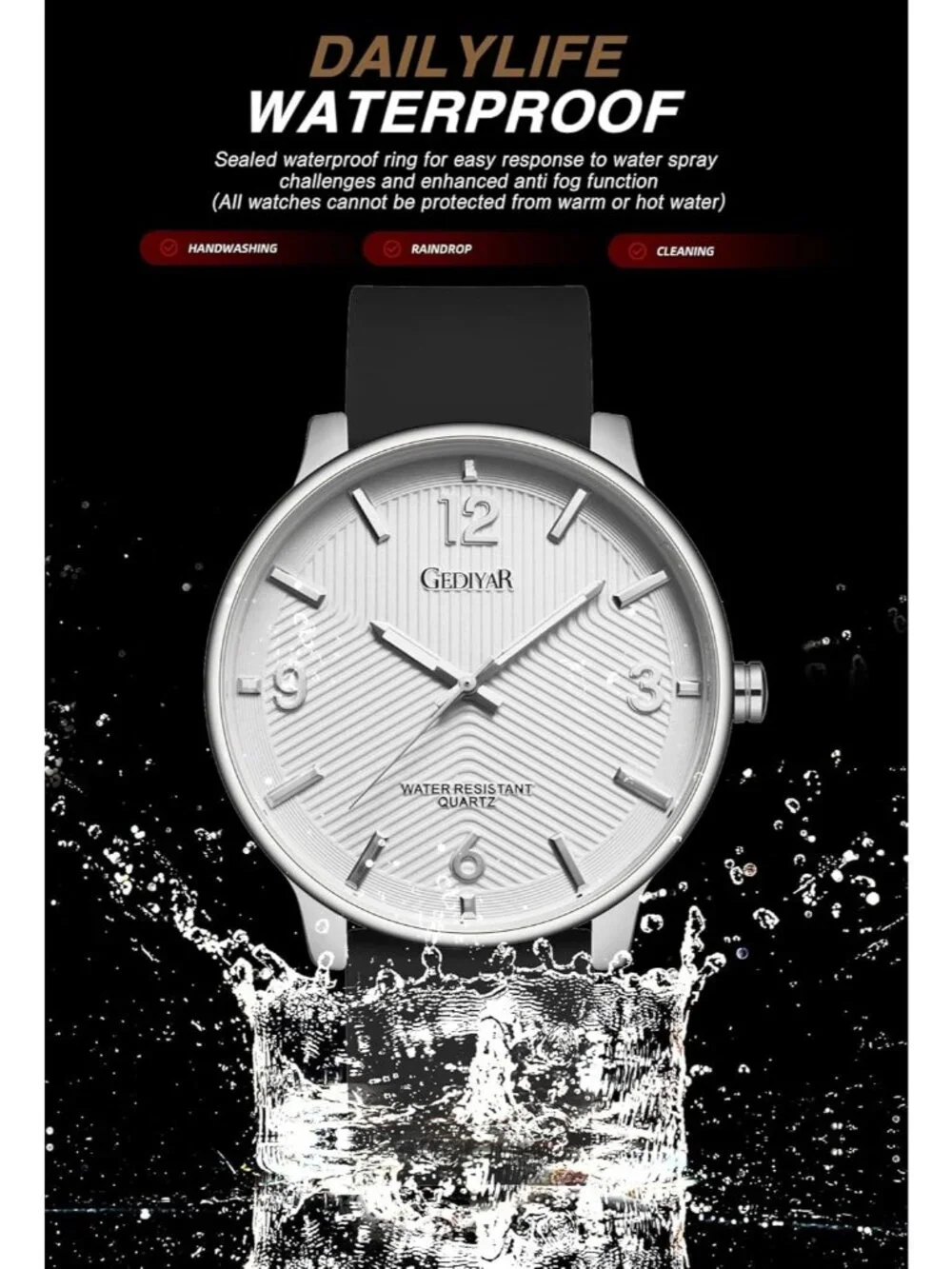 Mens Black And Silver Analog Simple Ultra Thin Waterproof Minimalist Wrist Watch